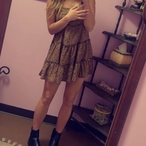 Brown and black sundress with tie straps